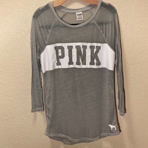 VS Pink Sheer Grey Lounge Shirt
